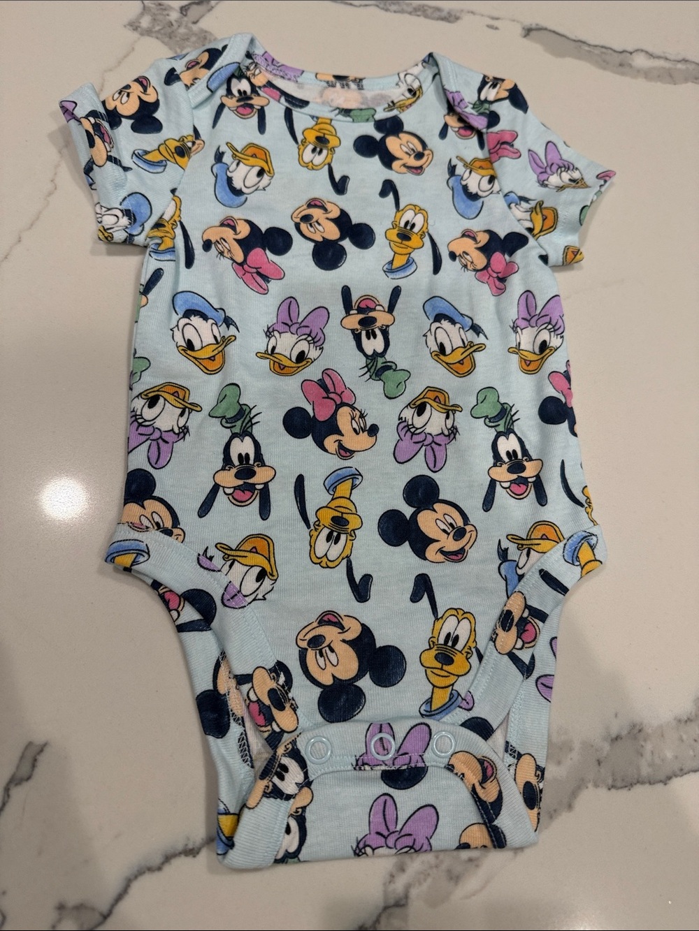 Disney Light Blue Multi-Character Printed Baby Bodysuit